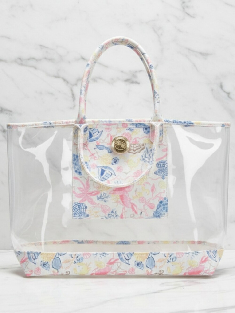 NWT Lilly Pulitzer Clear Beach Tote Barefoot Beachcomber (Large)